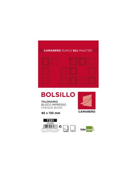 CI | Talonario liderpapel camarero bolsillo original y copia t251 zig zag