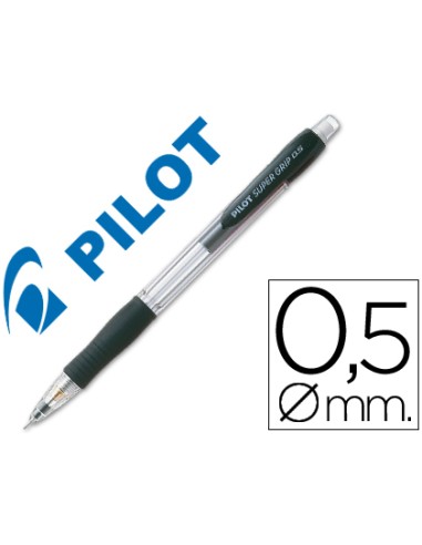 CI | Portaminas pilot super grip negro 0,5 mm sujecion de caucho