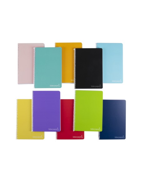 CI | Cuaderno espiral liderpapel cuarto witty tapa dura 80h 75gr cuadro 5mm con margen colores surtidos