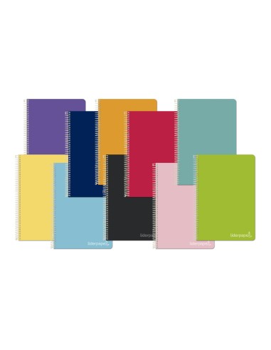 CI | Cuaderno espiral liderpapel cuarto witty tapa dura 80h 75gr pauta ancha 3,5mm con margen colores surtidos