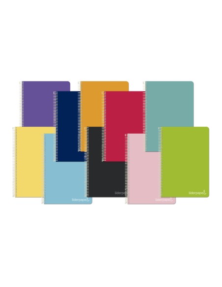 CI | Cuaderno espiral liderpapel cuarto witty tapa dura 80h 75gr pauta ancha 3,5mm con margen colores surtidos