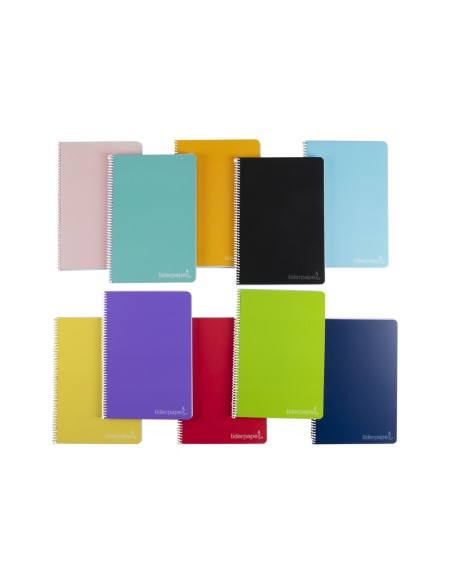 CI | Cuaderno espiral liderpapel cuarto witty tapa dura 80h 75gr pauta estrecha 2,5mm conmargen colores surtidos