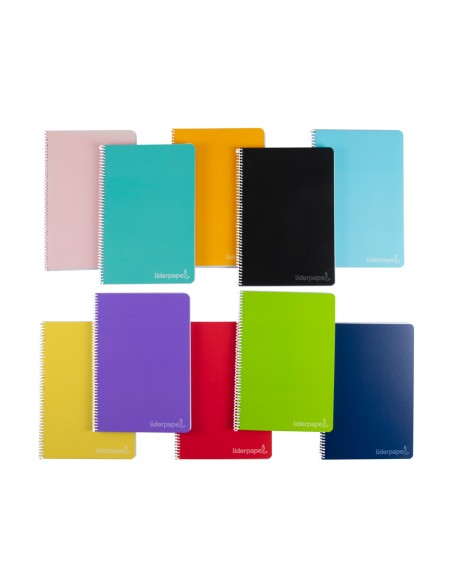 CI | Cuaderno espiral liderpapel cuarto witty tapa dura 80h 75gr rayado montessori 3,5 mm colores surtidos