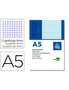 CI | Bloc notas liderpapel cuadro 4mm a5 80 hojas 60g/m2...