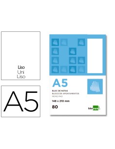 CI | Bloc notas liderpapel liso a5 80 hojas 60g/m2 perforado