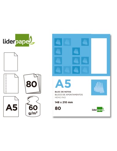 CI | Bloc notas liderpapel liso a5 80 hojas...