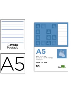 CI | Bloc notas liderpapel horizontal a5 80 hojas 60g/m2...