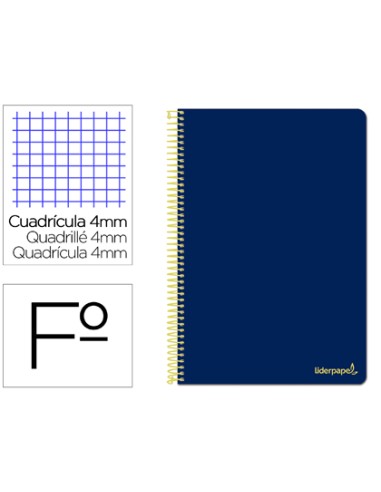 CI | Cuaderno espiral liderpapel folio smart tapa blanda 80h 60gr cuadro 4mm con margen color azul oscuro