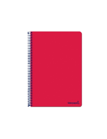CI | Cuaderno espiral liderpapel folio smart tapa blanda 80h 60gr cuadro 4mm con margen color rojo