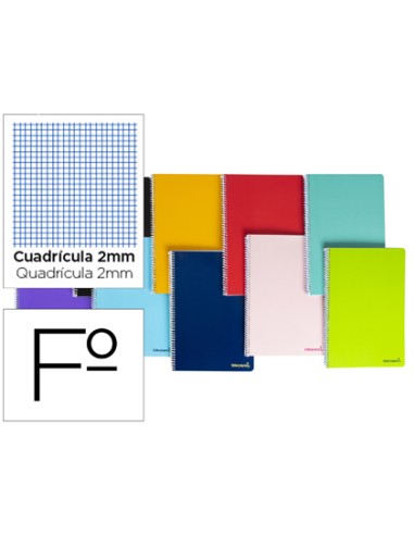 CI | Cuaderno espiral liderpapel folio smart tapa blanda 80h 60gr milimetrado 2mm colores surtidos