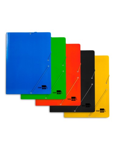 CI | Carpeta liderpapel gomas folio 3 solapas carton plastificado colores surtidos