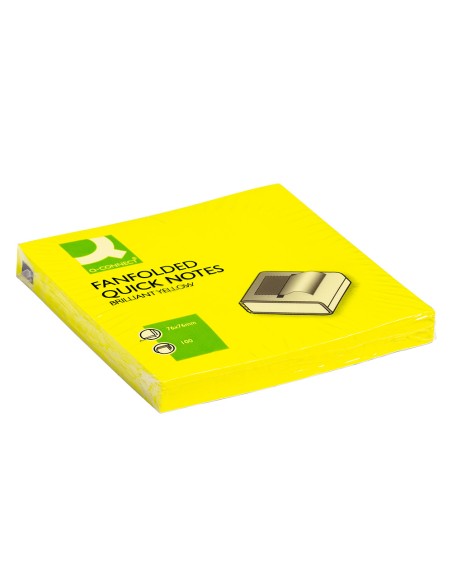 CI | Bloc de notas adhesivas quita y pon q-connect 75x75 mm amarillo neon zig-zag