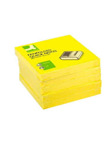 CI | Bloc de notas adhesivas quita y pon q-connect 75x75 mm amarillo neon zig-zag