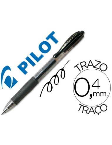 CI | Boligrafo pilot g-2 negro tinta gel -retractil -sujecion de caucho