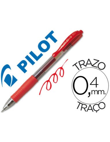 CI | Boligrafo pilot g-2 rojo tinta gel -retractil -sujecion de caucho