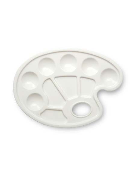 CI | Paleta plastica lidercolor ovalada 10 huecos diestros tamaño 17x22,5cm