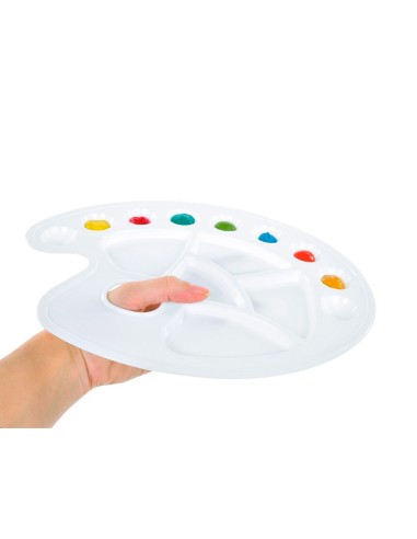 CI | Paleta plastica lidercolor ovalada 10 huecos diestros tamaño 17x22,5cm