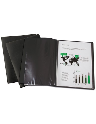 CI | Carpeta liderpapel escaparate 80 fundas polipropileno din a4 negro opaco