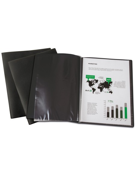 CI | Carpeta liderpapel escaparate 80 fundas polipropileno din a4 negro opaco