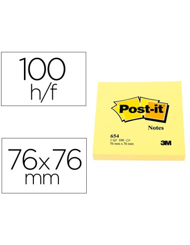 CI | Bloc de notas adhesivas quita y pon post-it 76x76 mm con 100hojas