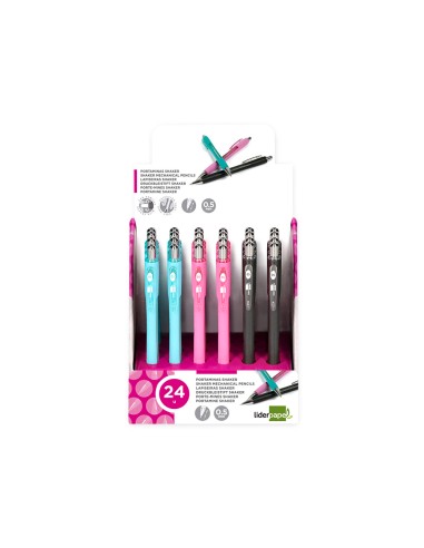CI | Portaminas liderpapel shaker 0.5 mm con goma sujecion soft y punta retractil colores surtidos