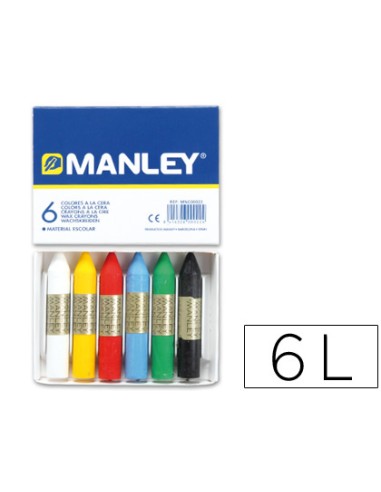 CI | Lapices cera manley -caja de 6 colores ref.106