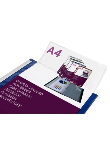 CI | Carpeta liderpapel 10 fundas canguro pp din a4 azul translucido portada y lomo personalizable