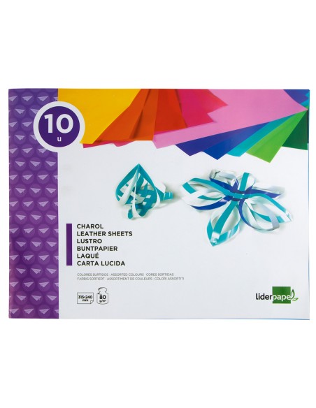 CI | Bloc trabajos manuales liderpapel charol 240x315mm 10hojas colores surtidos