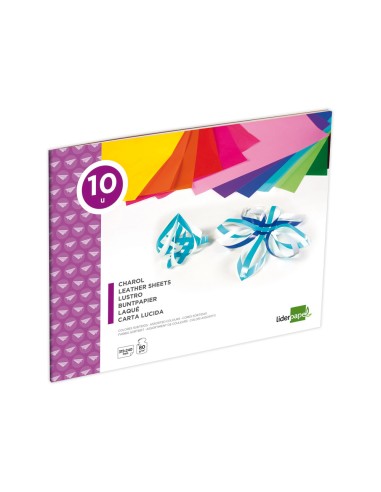CI | Bloc trabajos manuales liderpapel charol 240x315mm 10hojas colores surtidos