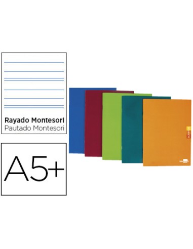 CI | Libreta liderpapel scriptus a5 plus 48 hojas 90g/m2 rayado montessori 3,5mm con margen colores surtidos