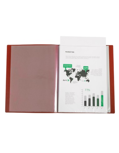 CI | Carpeta liderpapel 10 fundas canguro pp din a4 rojo translucido portada y lomo personalizable