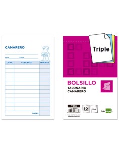 CI | Talonario liderpapel camarero bolsillo original y 2...