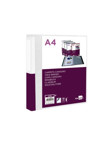 CI | Carpeta liderpapel 10 fundas canguro pp din a4 transparenteportada y lomo personalizable