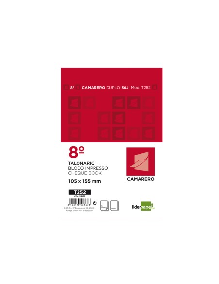 CI | Talonario liderpapel camarero 8º original y copia t252 zig zag