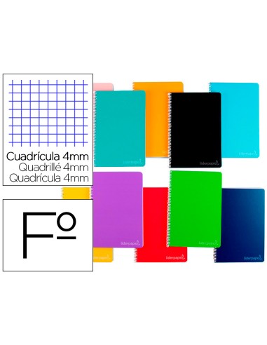 CI | Cuaderno espiral liderpapel folio witty tapa dura 80h 75gr cuadro 4mm con margen colores surtidos