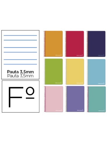 CI | Cuaderno espiral liderpapel folio witty tapa dura 80h 75gr pauta 3,5mm con margen colores surtidos