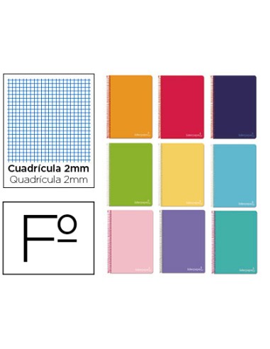 CI | Cuaderno espiral liderpapel folio witty tapa dura 80h 75gr milimetrado 2mm colores surtidos