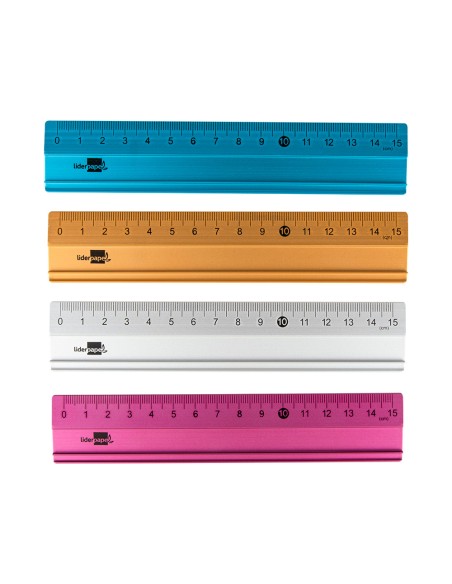 CI | Regla liderpapel 15 cm aluminio colores surtidos
