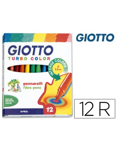 CI | Rotulador giotto turbo color caja de 12 colores lavables con punta bloqueada