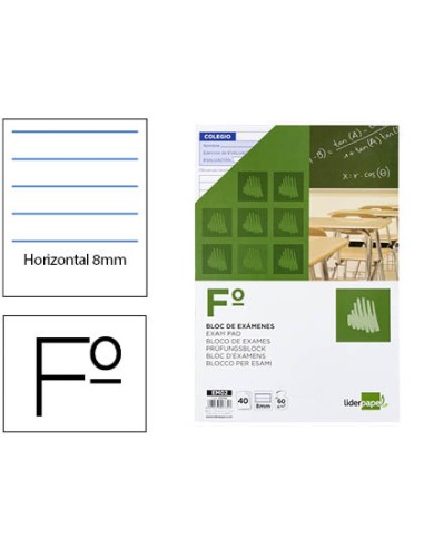 CI | Bloc examenes liderpapel horizontal folio 40 hojas 60g/m2