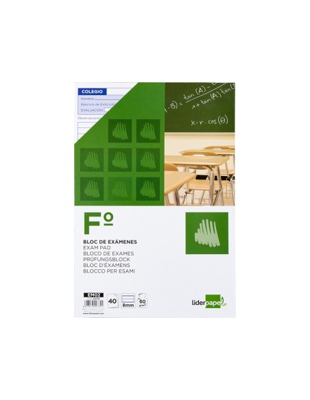 CI | Bloc examenes liderpapel horizontal folio 40 hojas 60g/m2