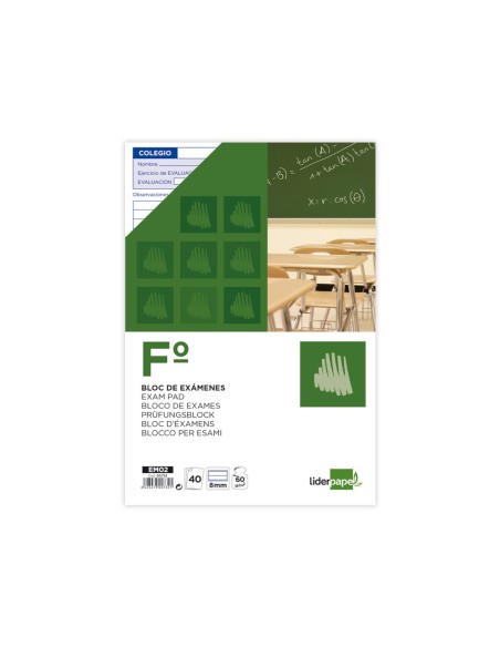 CI | Bloc examenes liderpapel horizontal folio 40 hojas 60g/m2