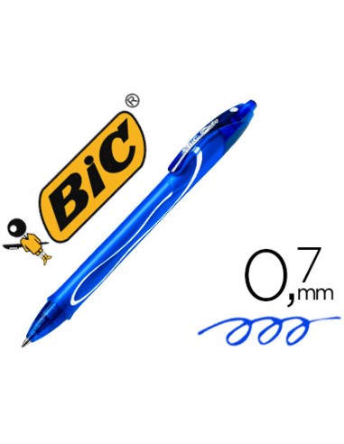 CI | Boligrafo bic gelocity quick dry retractil tinta gel azul punta de 0,7 mm