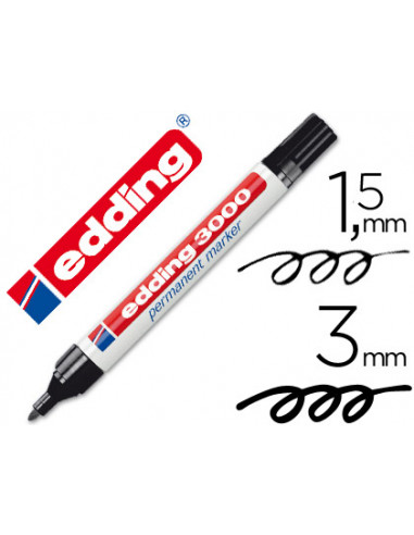 CI | Rotulador edding marcador permanente 3000 negro -punta redonda 1,5-3 mm