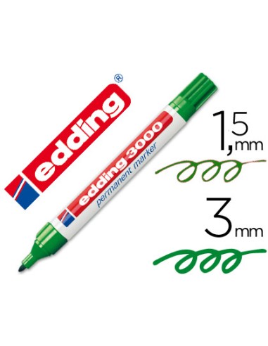 CI | Rotulador edding marcador permanente 3000 verde -punta redonda 1,5-3 mm