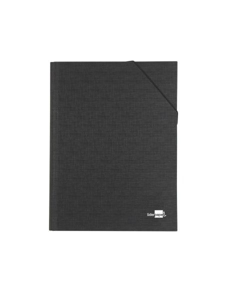 CI | Carpeta clasificadora liderpapel 12 departamentos folio prolongado carton forrado negra fuelle