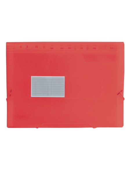 CI | Carpeta liderpapel clasificador fuelle 32110 polipropileno din a4 roja transparente 13 departamentos