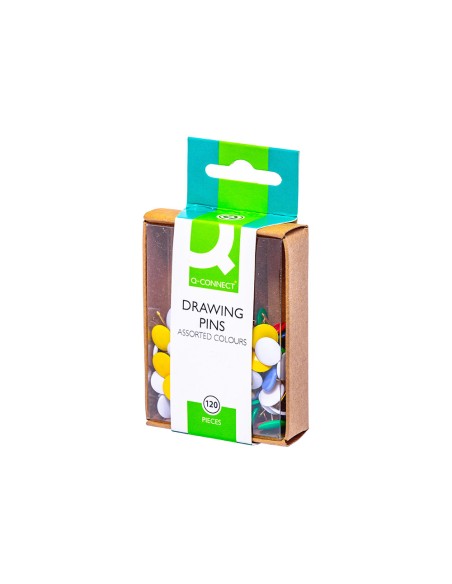 CI | Chinchetas q-connect colores surtidos -caja de 120 unidades