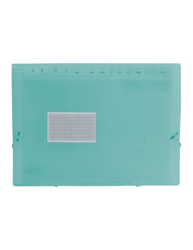 CI | Carpeta liderpapel clasificador fuelle 32113 polipropileno din a4 verde transparente 13 departamentos