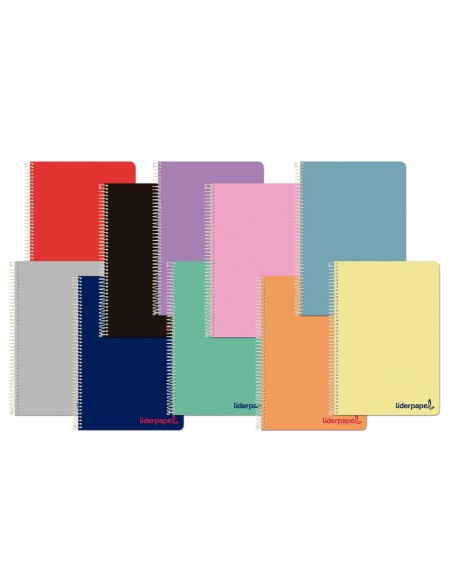CI | Cuaderno espiral liderpapel a5 wonder tapa plastico 80h 90g cuadro 4mm con margen colores surtidos